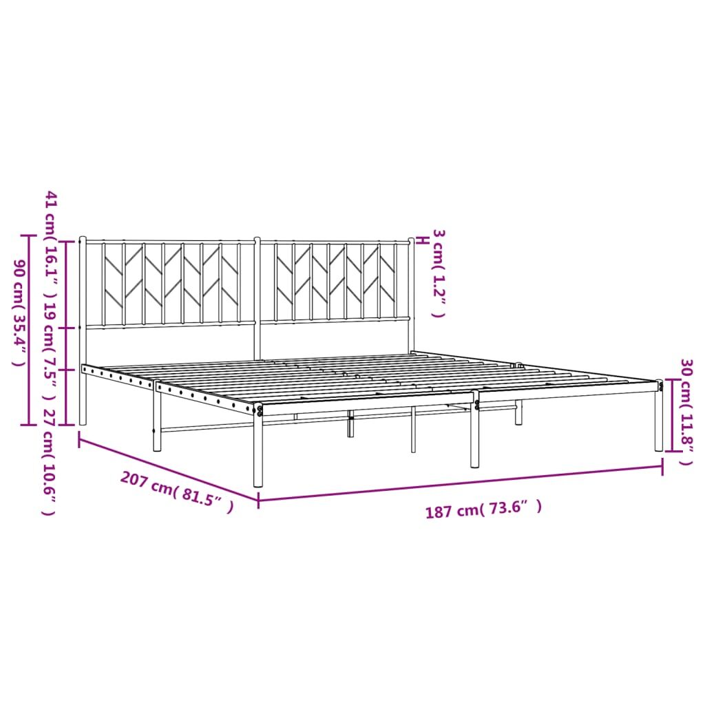Metal Bed Frame without Mattress with Headboard Black 183x203 cm King Price