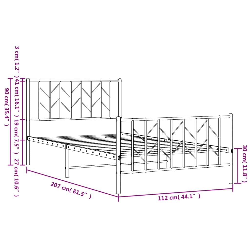 Metal Bed Frame without Mattress with Footboard Black 107x203 cm King Single Price