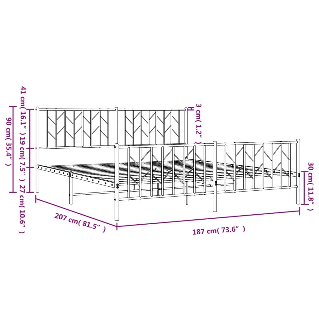 Metal Bed Frame without Mattress with Footboard White 183x203 cm King Price