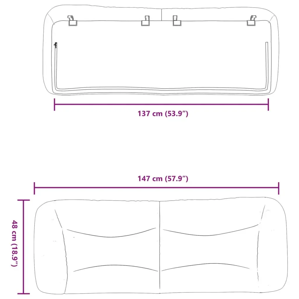 Headboard Cushion "Hvar" Black 137 cm Double Fabric Price