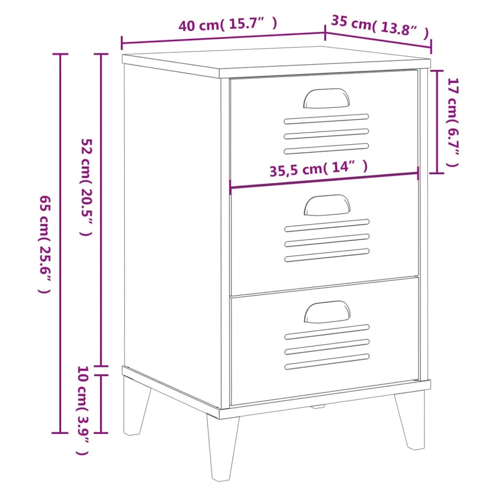 Bedside Cabinet VIKEN Black Engineered Wood Price