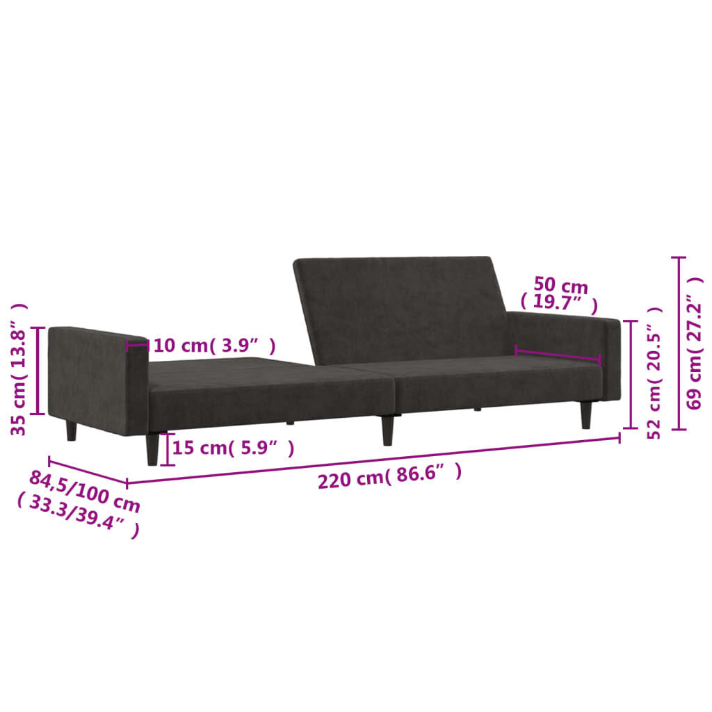 2-Seater Sofa Bed Dark Grey Velvet Price