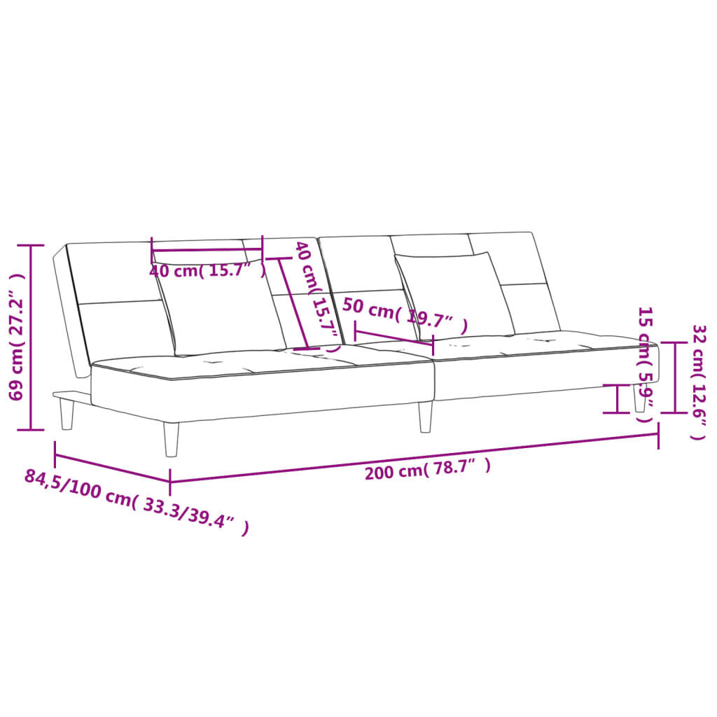2-Seater Sofa Bed with Two Pillows Black Velvet Price