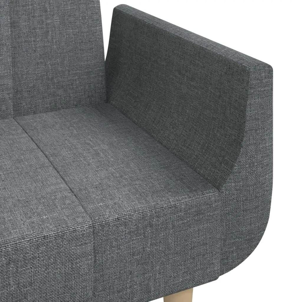 2-Seater Sofa Bed with Two Pillows Light Grey Fabric Price
