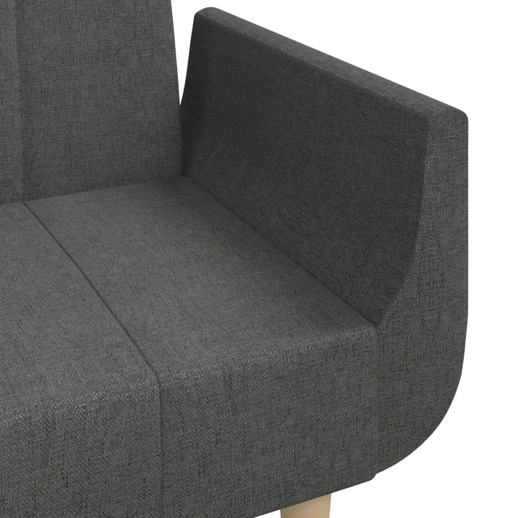 2-Seater Sofa Bed with Two Pillows Dark Grey Fabric Price