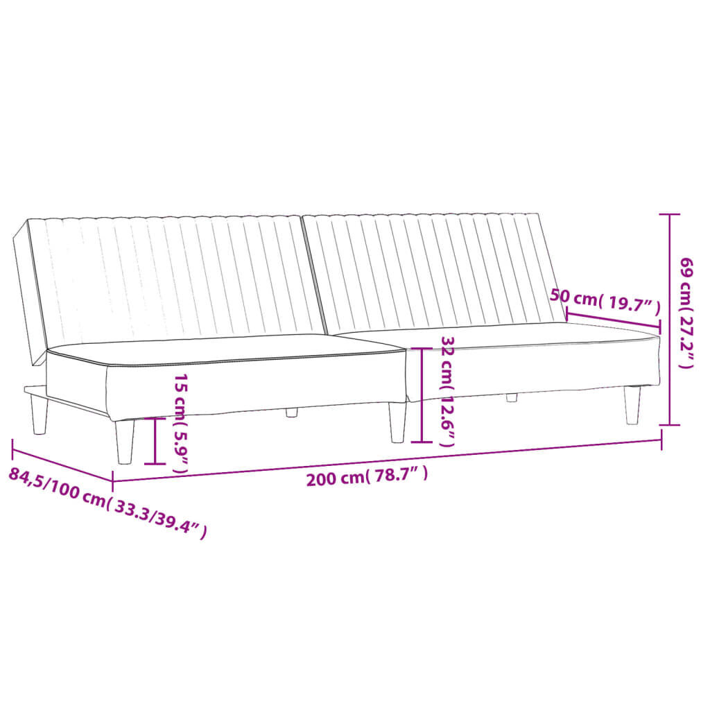 2-Seater Sofa Bed Blue Velvet Price