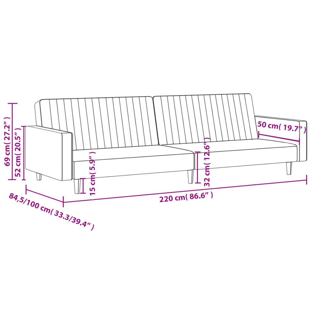 2-Seater Sofa Bed Black Velvet Price