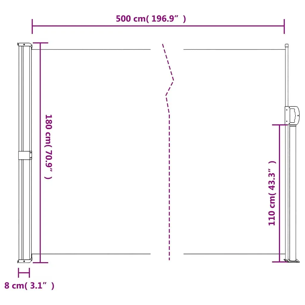 Retractable Side Awning Black 180x500 cm Price