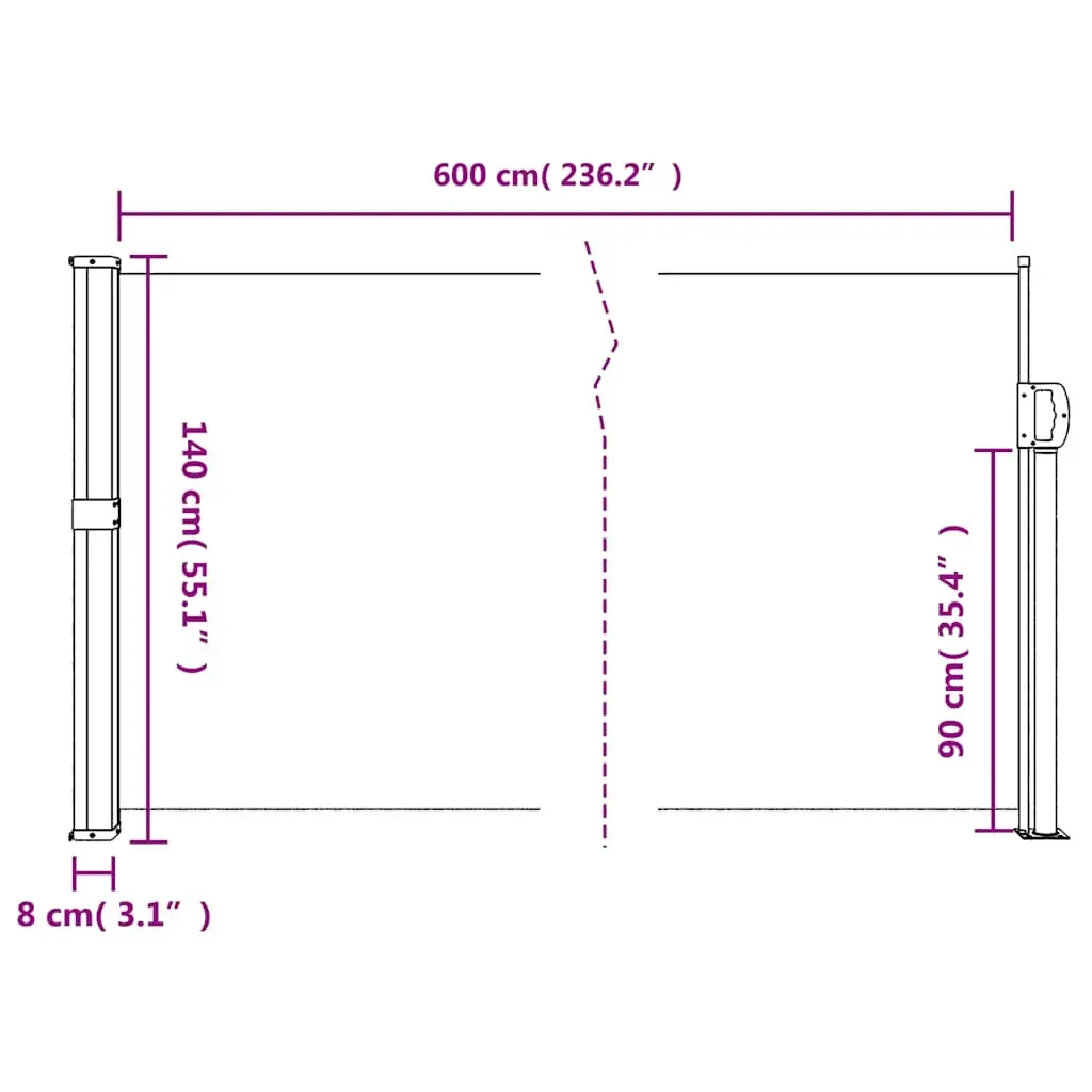Retractable Side Awning Black 140x600 cm Price