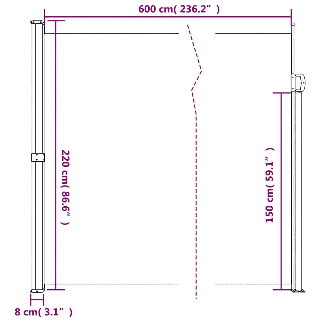 Retractable Side Awning Black 220x600 cm Price