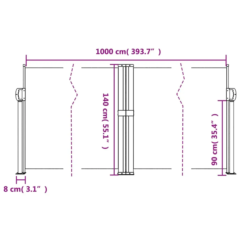 Retractable Side Awning Black 140x1000 cm Price