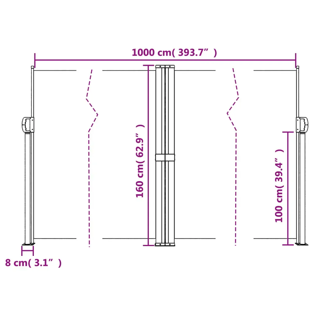 Retractable Side Awning Black 160x1000 cm Price