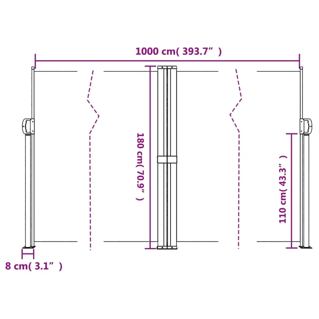 Retractable Side Awning Black 180x1000 cm Price
