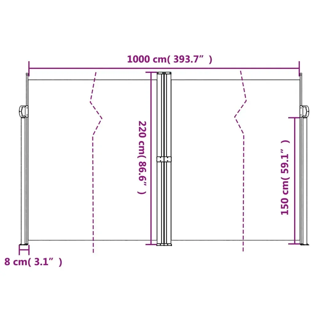 Retractable Side Awning Black 220x1000 cm Price