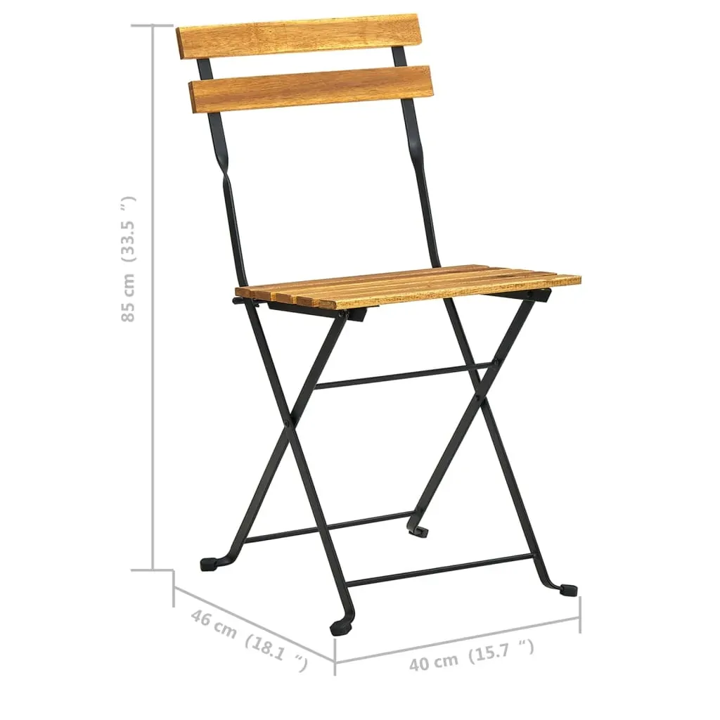 Folding Garden Chairs 2 pcs Steel and Solid Acacia Wood Price