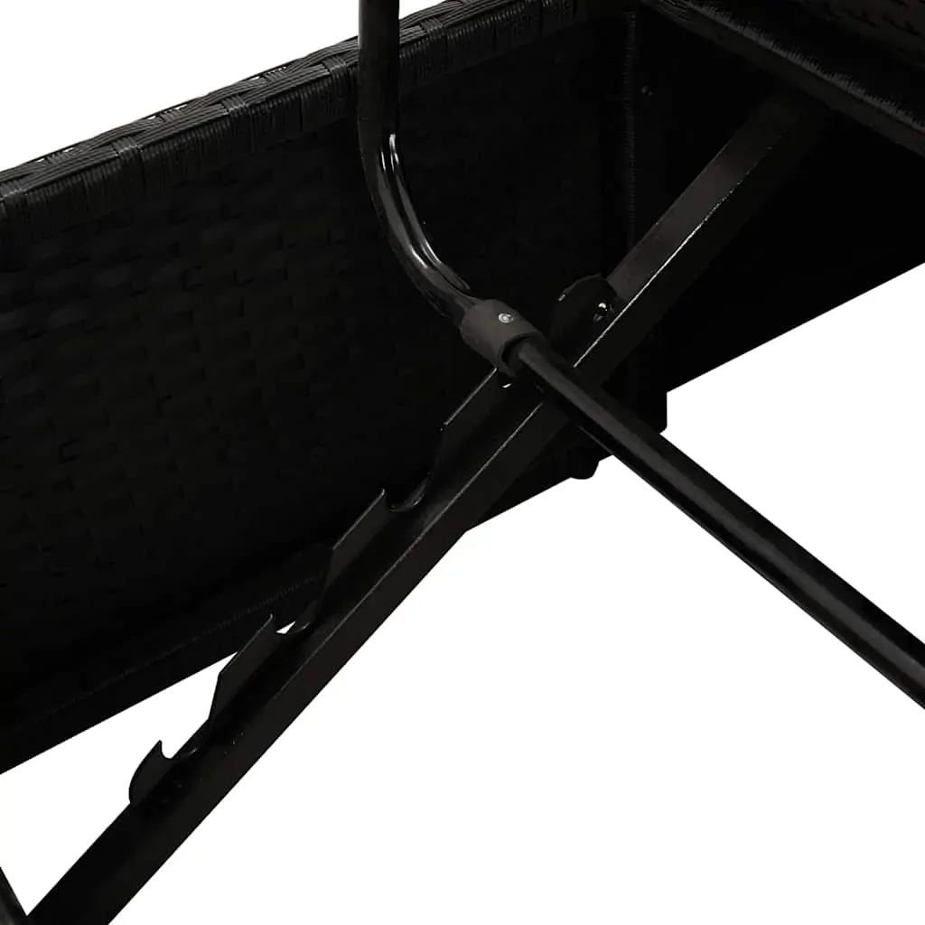 Sun Bed with Cushions Poly Rattan Black Price