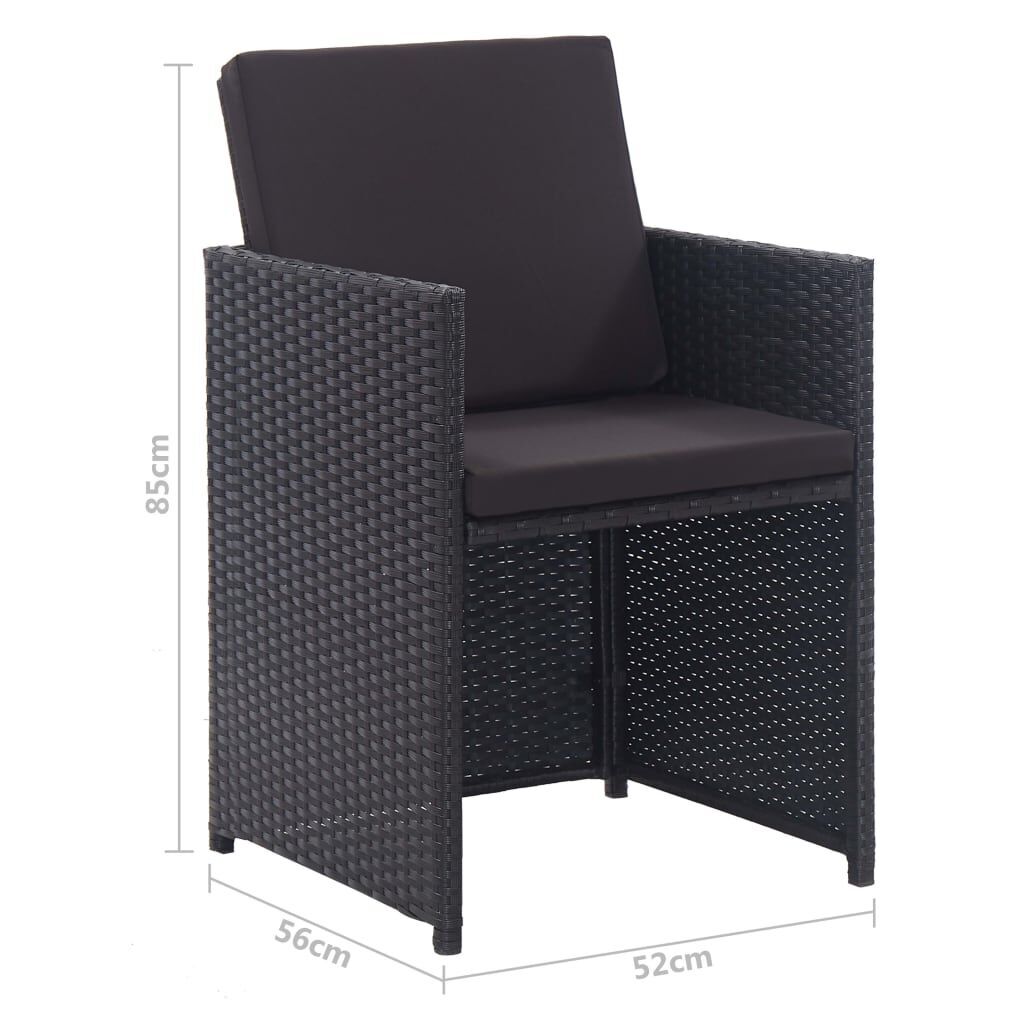13 Piece Outdoor Dining Set with Cushions Poly Rattan Black Price