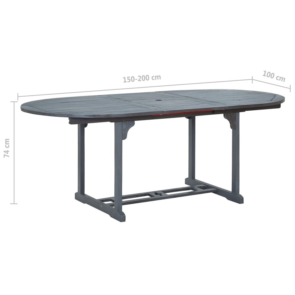 Garden Table Grey 200x100x75 cm Solid Acacia Wood Price
