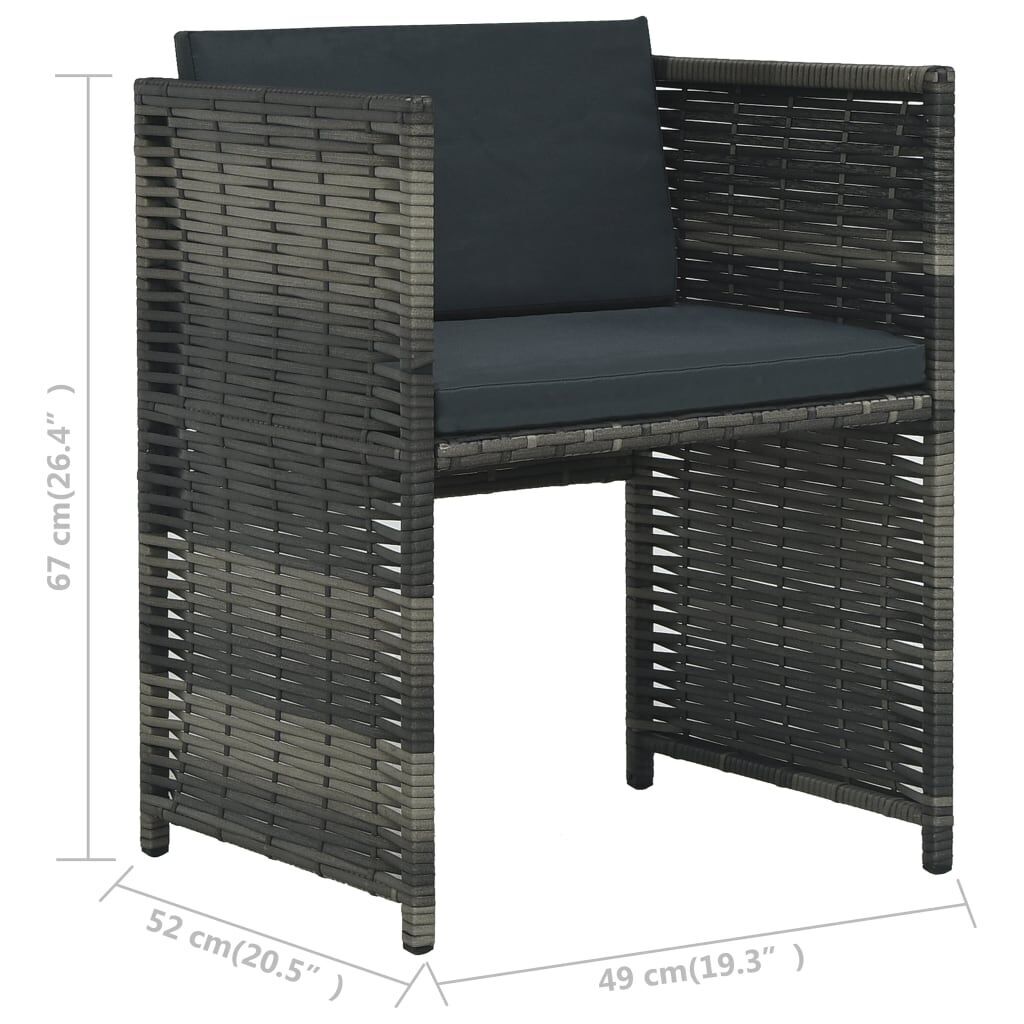 3 Piece Bistro Set with Cushions Poly Rattan Grey Price