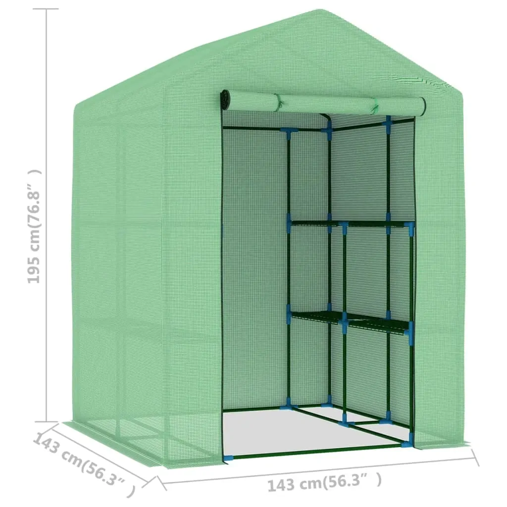 Greenhouse with Shelves Steel 143x143x195 cm Price