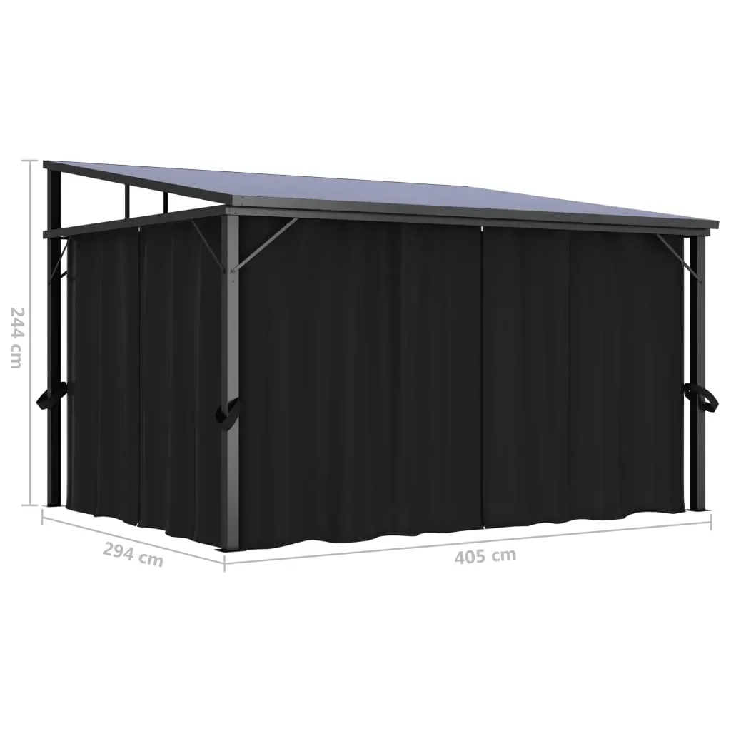 Gazebo with Curtain 405x294x244 cm Anthracite Price