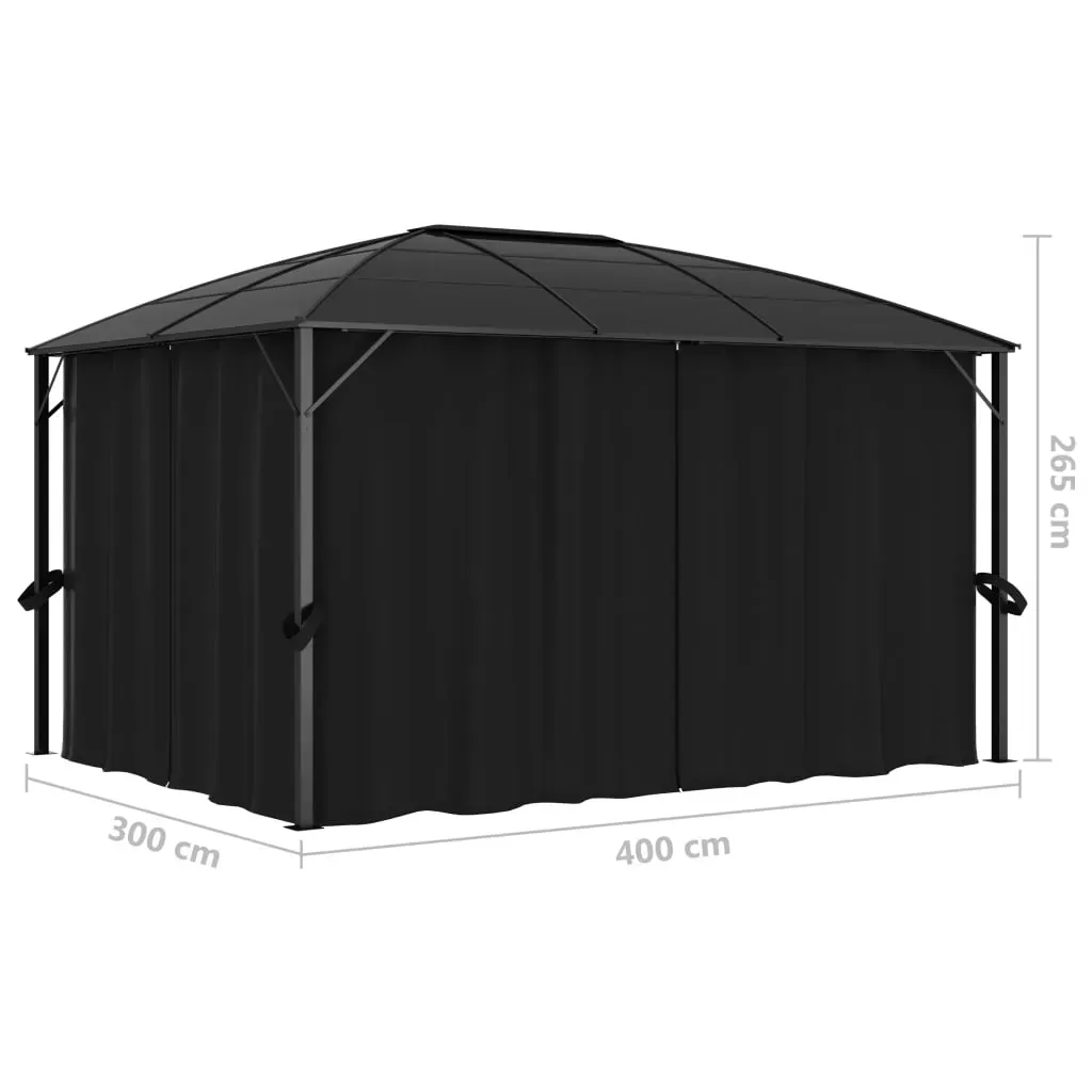 Gazebo with Curtains 400x300x265 cm Anthracite Price