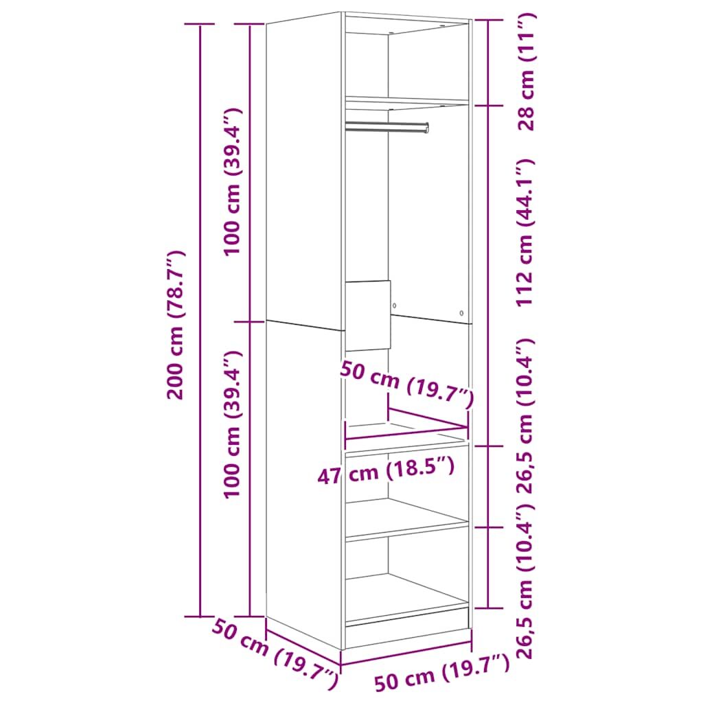 Wardrobe White 50x50x200 cm Engineered Wood Price
