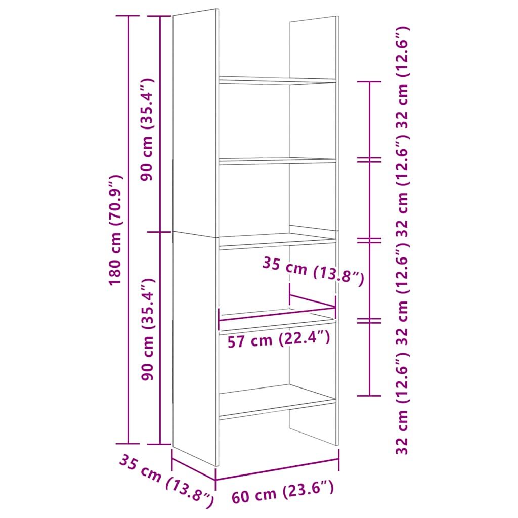 Book Cabinet Sonoma Oak 60x35x180 cm Engineered Wood Price
