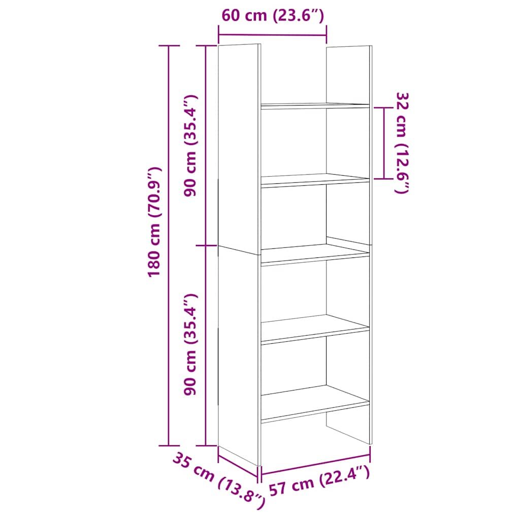 Book Cabinet Concrete Grey 60x35x180 cm Engineered Wood Price