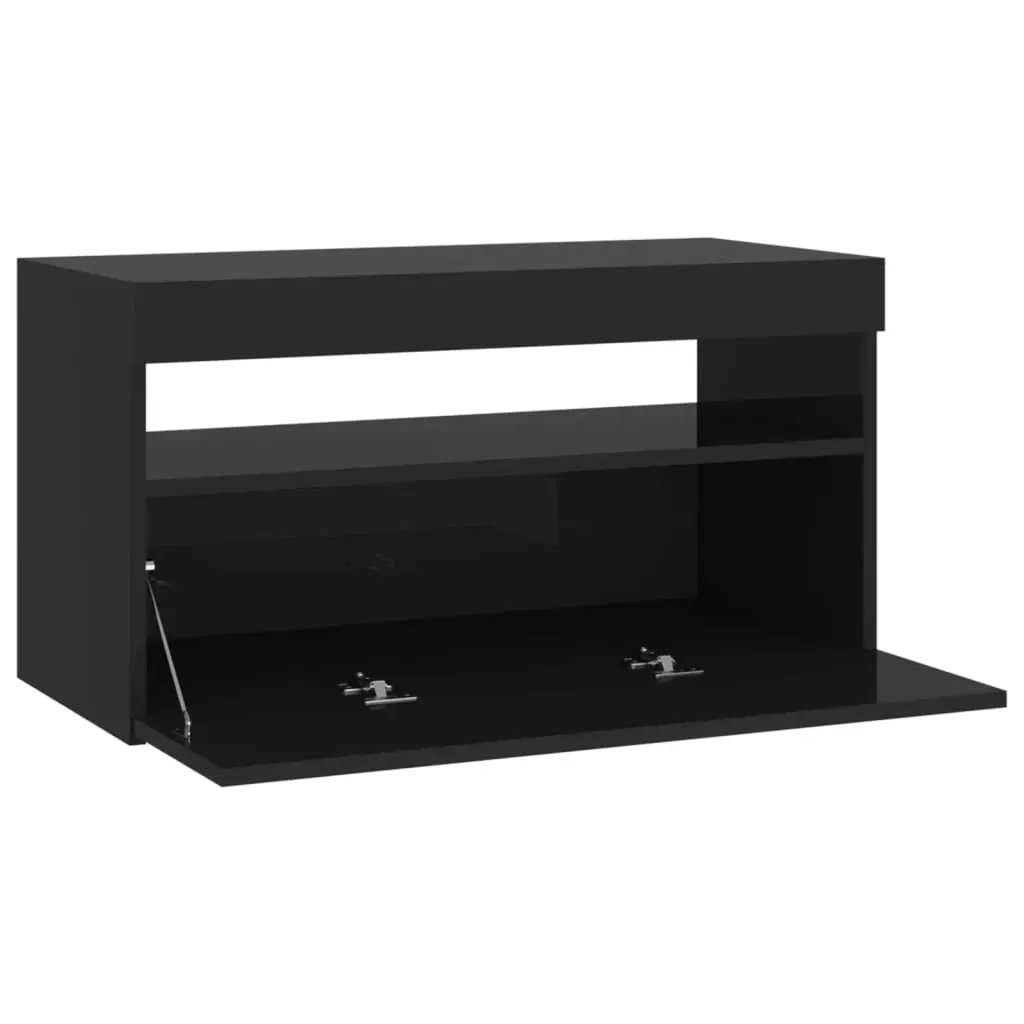 TV Cabinet with LED Lights Black 75x35x40 cm Price