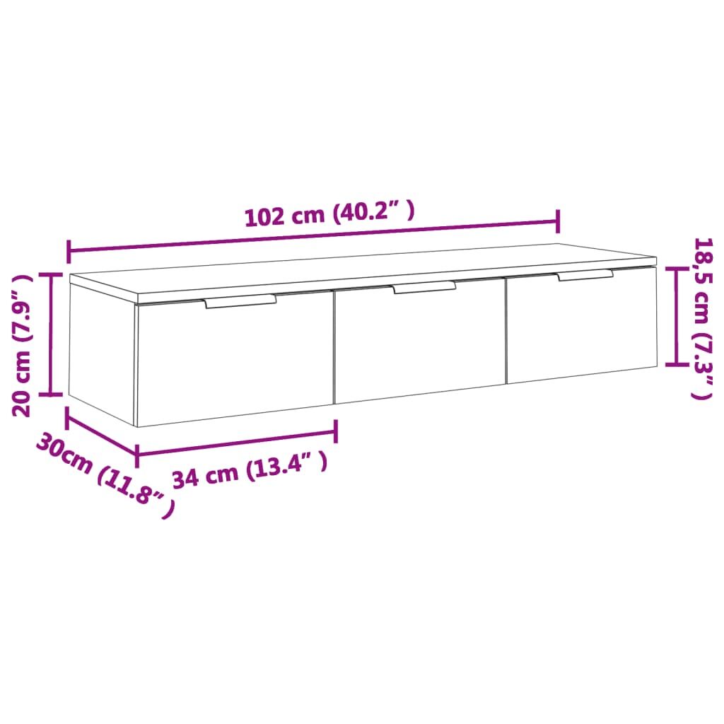 Wall Cabinet Black 102x30x20 cm Engineered Wood Price