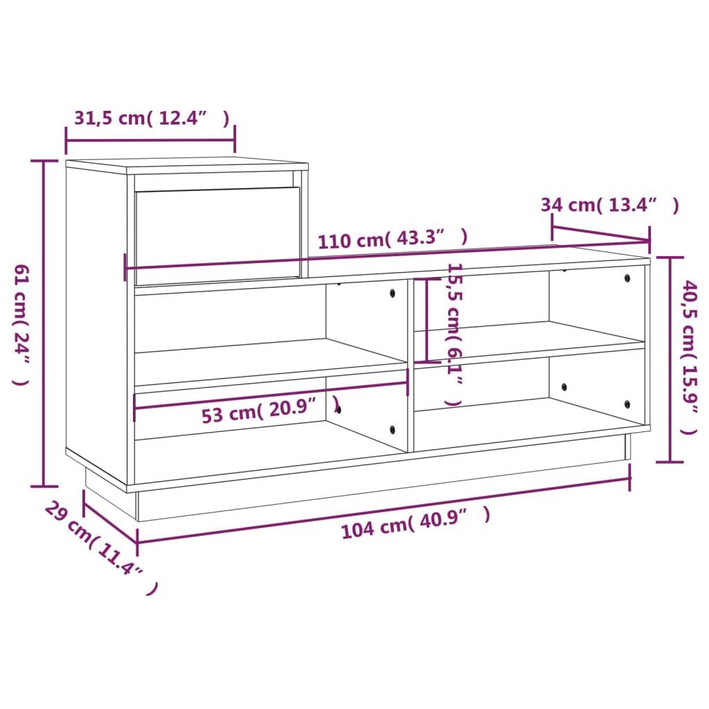 Shoe Cabinet 110x34x61 cm Solid Wood Pine Price