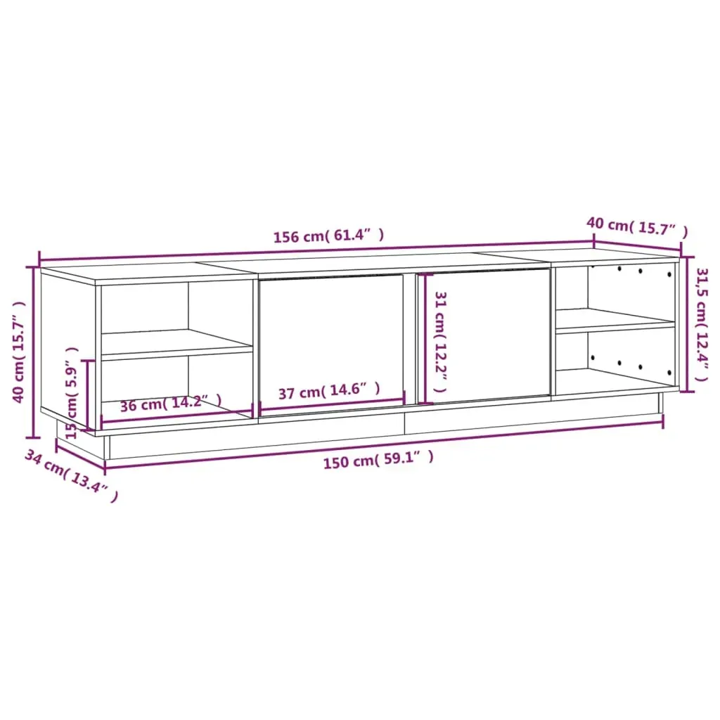 TV Cabinet 156x40x40 cm Solid Wood Pine Price