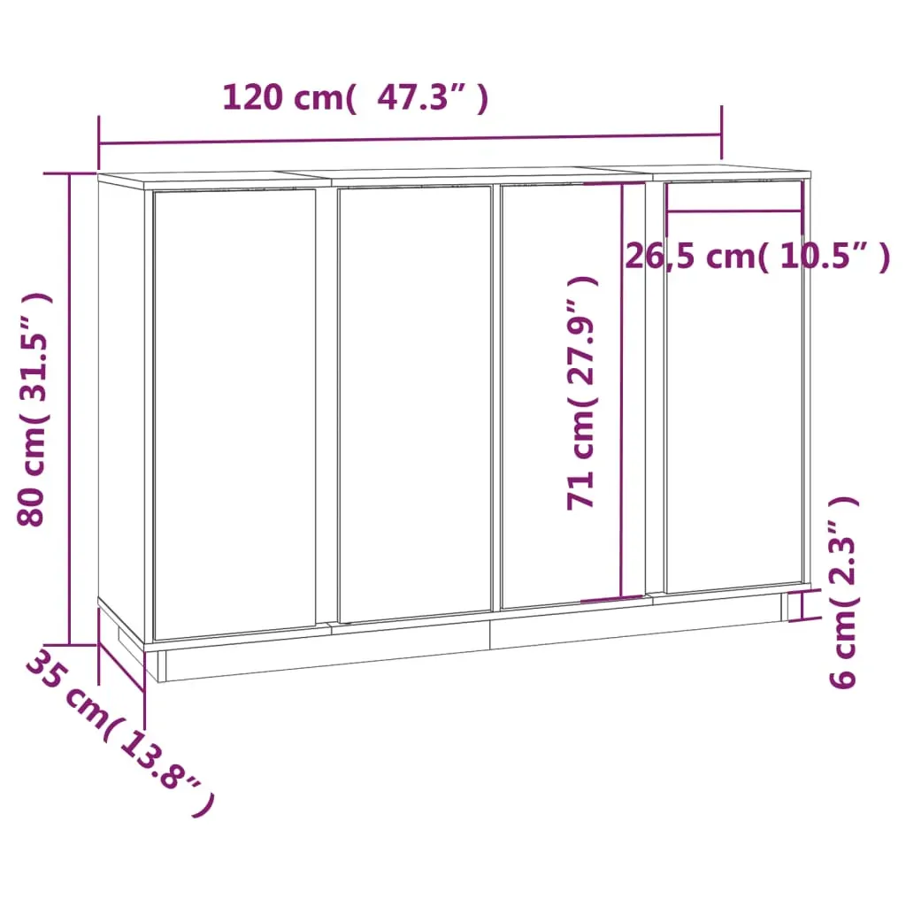 Sideboard 120x35x80 cm Solid Wood Pine Price