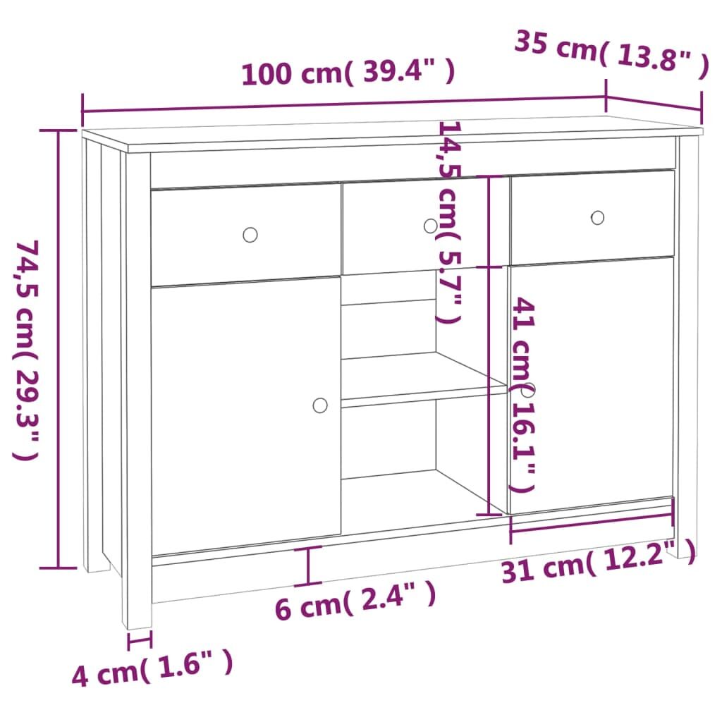 Sideboard 100x35x74.5 cm Solid Wood Pine Price
