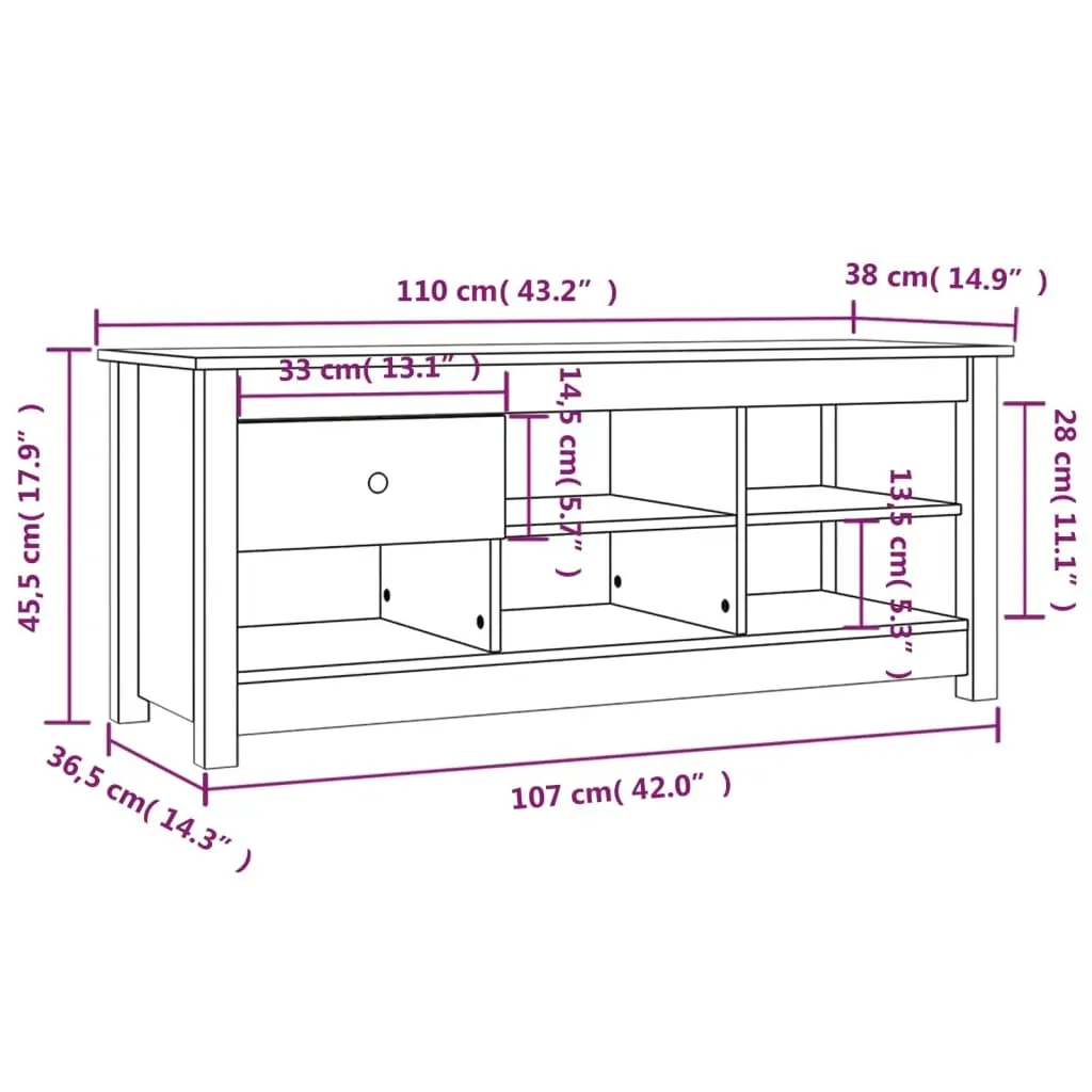 Shoe Cabinet 110x38x45.5 cm Solid Wood Pine Price