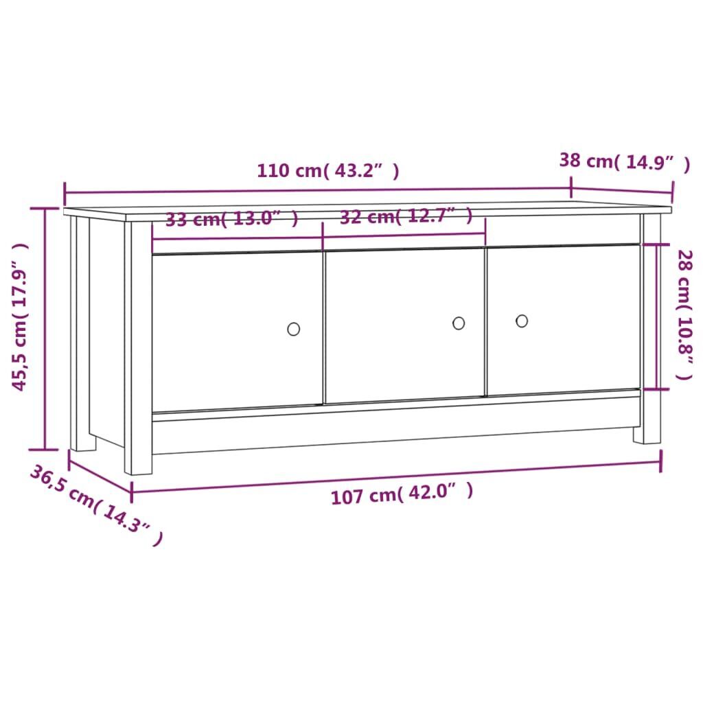 Shoe Cabinet 110x38x45.5 cm Solid Wood Pine Price