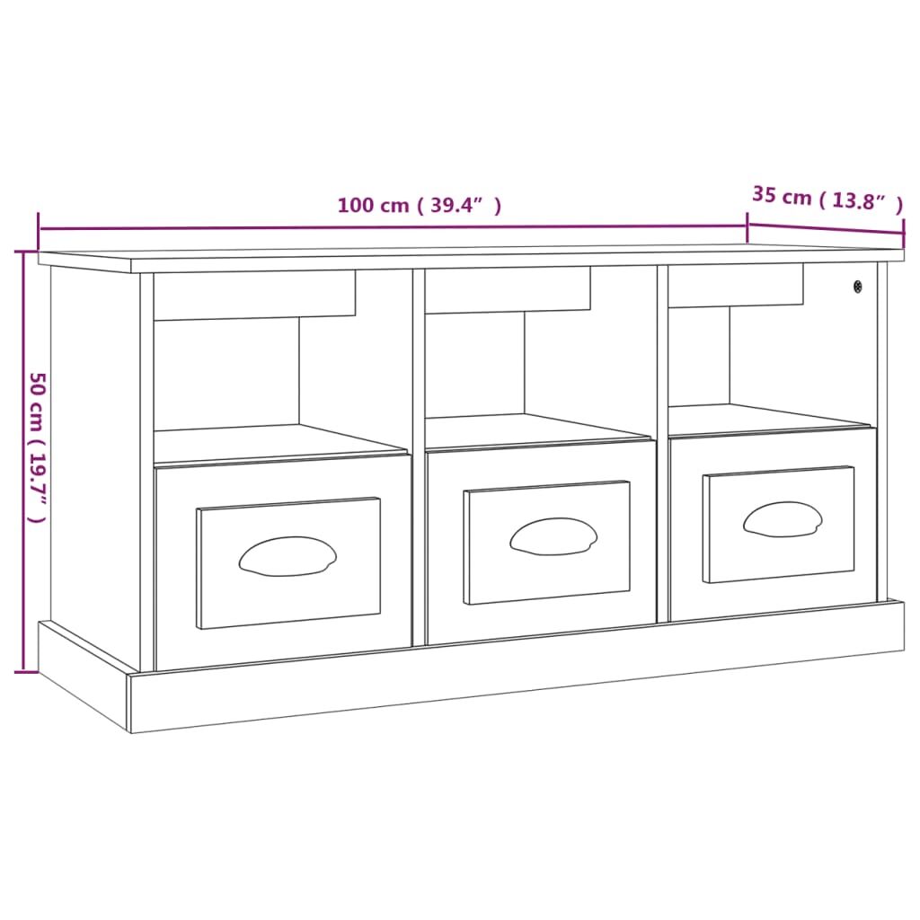 TV Cabinet White 100x35x50 cm Engineered Wood Price