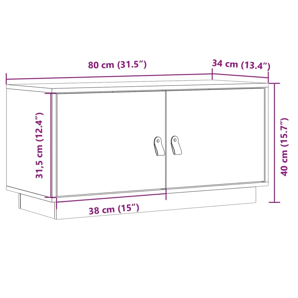 TV Cabinet 80x34x40 cm Solid Wood Pine Price