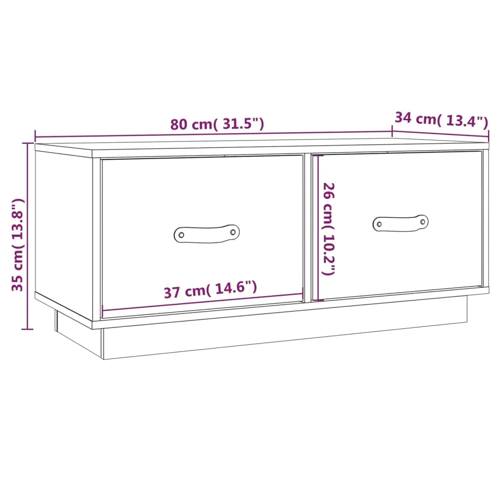 TV Cabinet 80x34x35 cm Solid Wood Pine Price