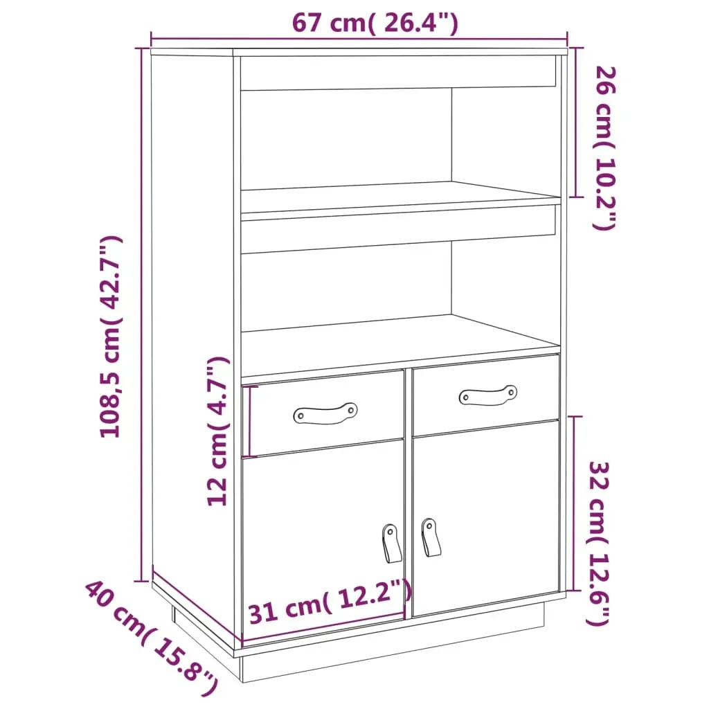 Highboard 67x40x108.5 cm Solid Wood Pine Price