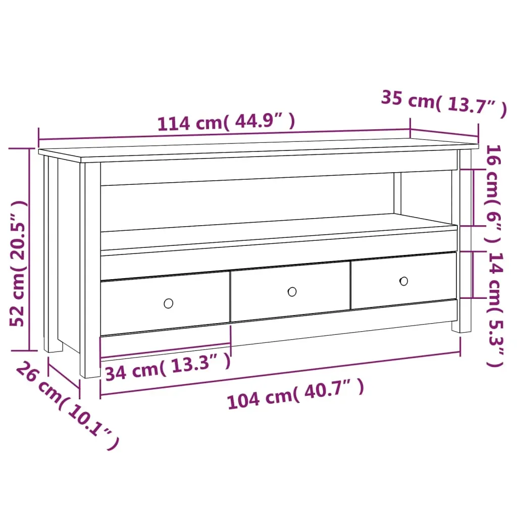 TV Cabinet 114x35x52 cm Solid Wood Pine Price