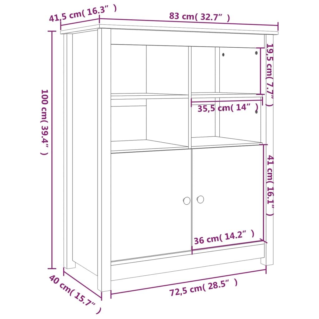 Sideboard 83x41.5x100 cm Solid Wood Pine Price