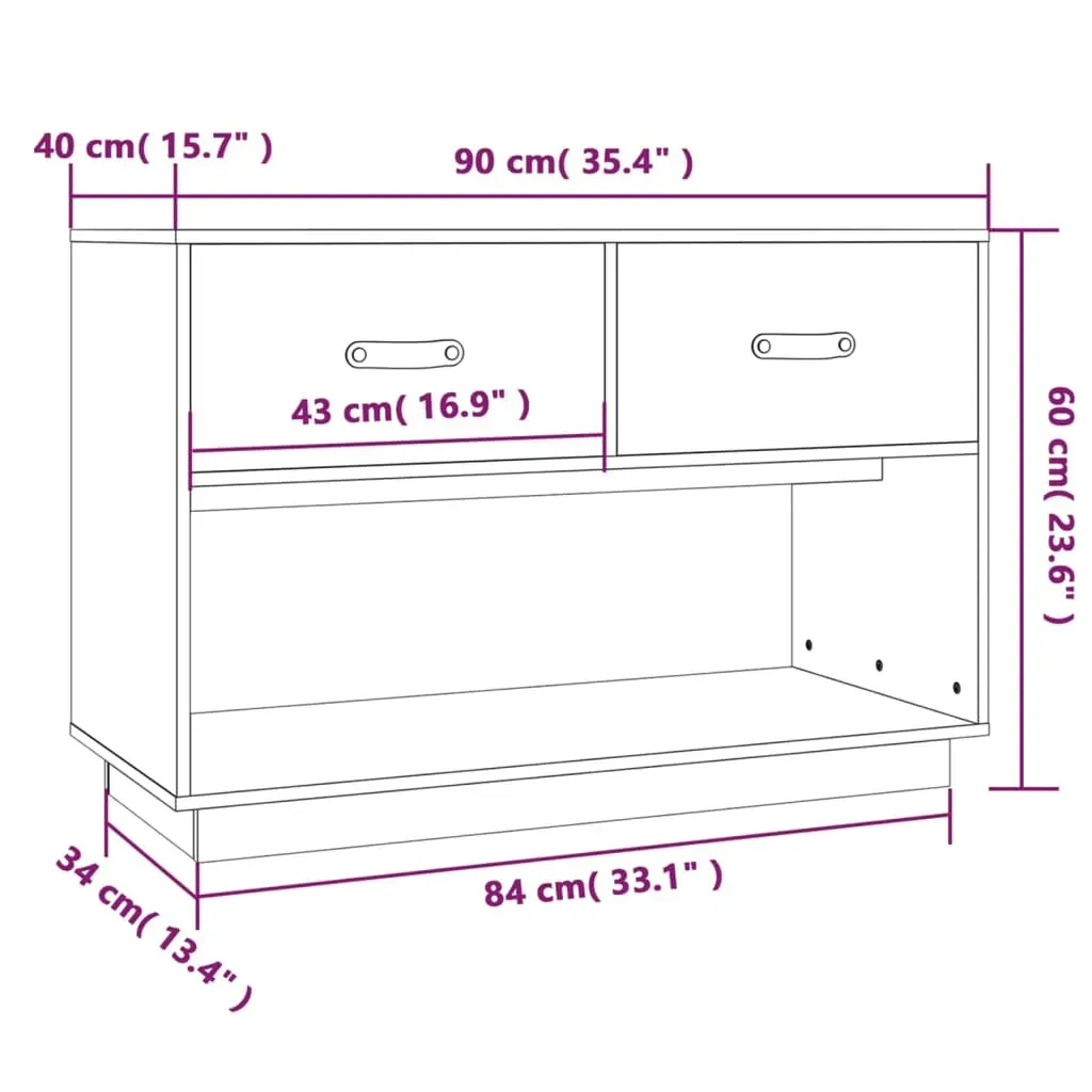 TV Cabinet 90x40x60 cm Solid Wood Pine Price
