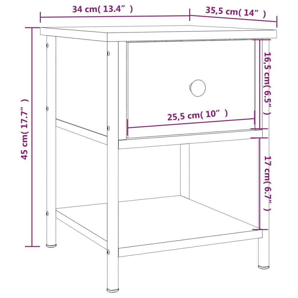 Bedside Table Brown Oak 34x35.5x45 cm Engineered Wood Price
