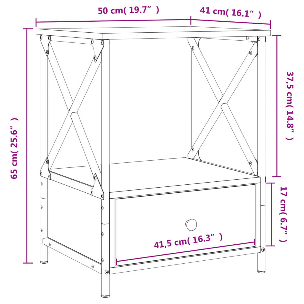 Bedside Tables 2 pcs Black 50x41x65 cm Engineered Wood Price