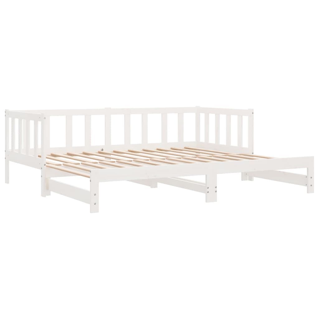 Day Bed with Trundle without Mattress White 90x190 cm Solid Wood Price