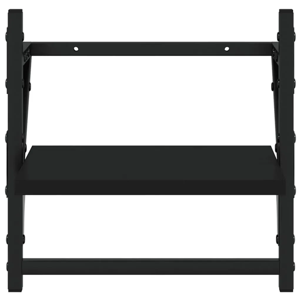 4 Piece Wall Shelf Set with Bars Black Engineered Wood Price