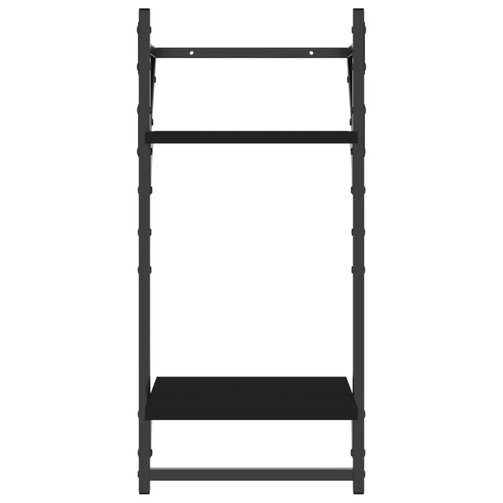 6 Piece Wall Shelf Set with Bars Black Engineered Wood Price