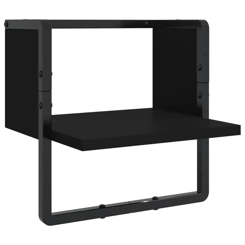 6 Piece Wall Shelf Set with Bars Black Engineered Wood Price
